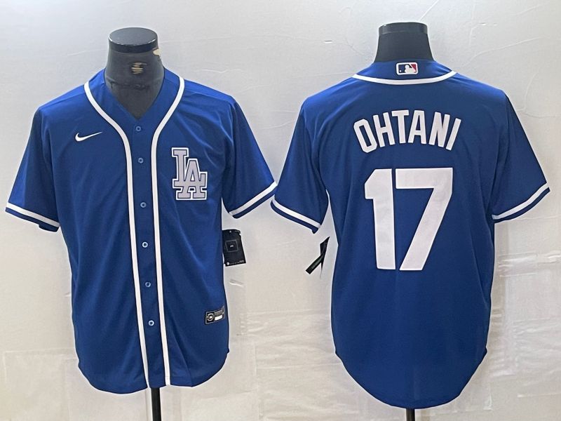 Men Los Angeles Dodgers 17 Ohtani Blue Second generation joint name Nike 2024 MLB Jersey style 1